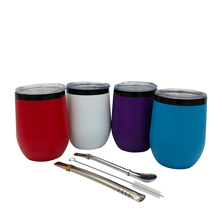 Jiurui 350ml Stainless Steel Egg Shape Tumbler Yerba Mate Cup Insulated Sets Bulk Wholesale